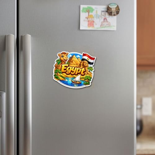 Image of Egypt Country Souvenir Wooden Refrigerator Stylish Fridge Magnet - Perfect Souvenir Gift for Brother, Sister, Kids | Kitchen Decor | Fridge Decoration | Size 3x3 Inches | Pack of 1