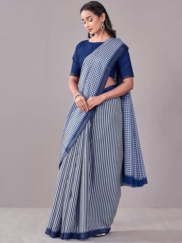 Image of Satrani Women's Silk Printed Saree with Unstitched Blouse Piece