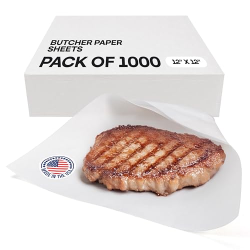 Image of White Butcher Paper Sheets 12 inch x 12 inch, Pack of 1000 - USA-Made Precut Paper