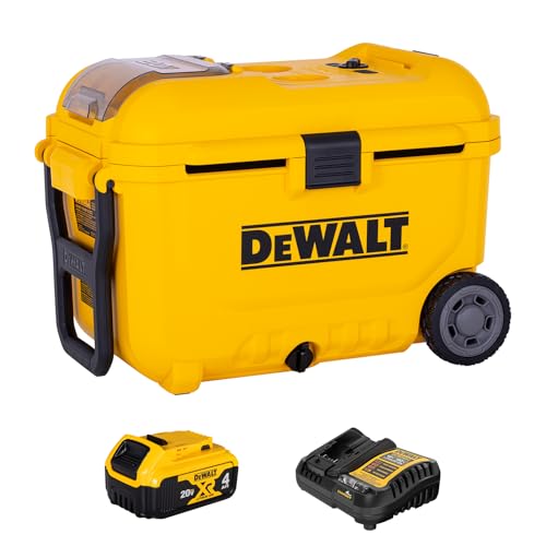 DEWALT Evaporative Air Cooler Portable Air Conditioner & 8 Gal Ice Chest with Battery & Charger Digital Display & Turbo Cool to 53.6F 3-Speed Settings Battery Powered Swamp Cooler DXACN01A