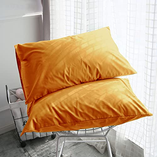 FLXXIE Microfiber Pillow Cases Standard Size, Soft Pillowcases with Envelope Closure, Wrinkle, Stain Resistant Pillow Covers, 20x26, Ginger Yellow