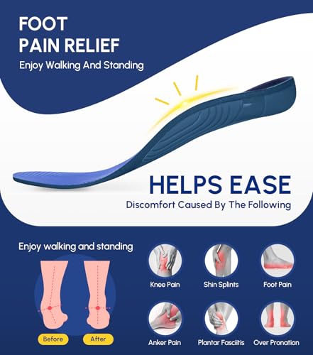 Plantar Fasciitis Insoles for Men Women,High Arch Support for Pain Relief,Shoe Inserts Orthotic for Flat Feet,Work Boot Insoles for Shock Absorbing Inserts (Fit for Standing All Day) DB-XL2