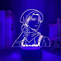 KJsdaADSA Luz de noche 3D Anime Anime Ackerman lámpara 3d ataque