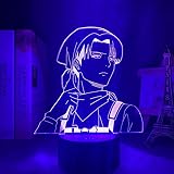 KJsdaADSA Luz de noche 3D Anime Anime Ackerman lámpara 3d ataque a Titán para decoración de habitación del hogar luz chico regalo 7 colores