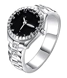 Cutesmile Fashion Jewelry 925 Sterling Silver Dial Analog Watch Creative Finger Ring Watch Good Gift (US 6)