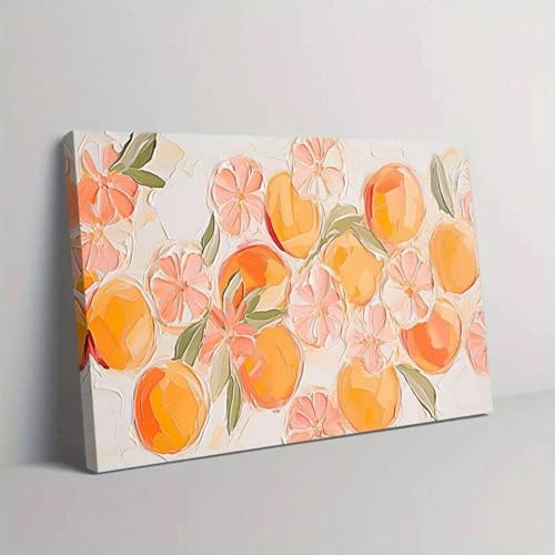 Peinture abstraite orange encadrée pour raviver un mur blanc de salon 30x45