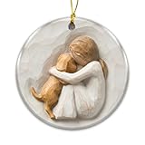 Girl Hugging Dog Ornament – Pet Memorial Ornament for Dog Lovers – Rustic Printed Keepsake of Girl with Puppy – Sympathy Gift, Pet Loss Remembrance, Christmas Tree Hanging Décor 2025