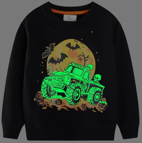 Image of Akyzic Toddler Boys Sweatshirts Cotton Crewneck Truck Shirt Dinosaur Long Sleeve Pullover Tops Tees 2-8T