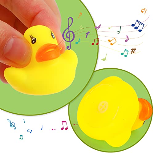 DERAYEE 50 Stück Gelbe Mini Badeenten Schwimmendes Schwimmendes Badespielzeug Set klassisches Quietscheentchen für Kinder Dusch Geburtstags Partyartikel