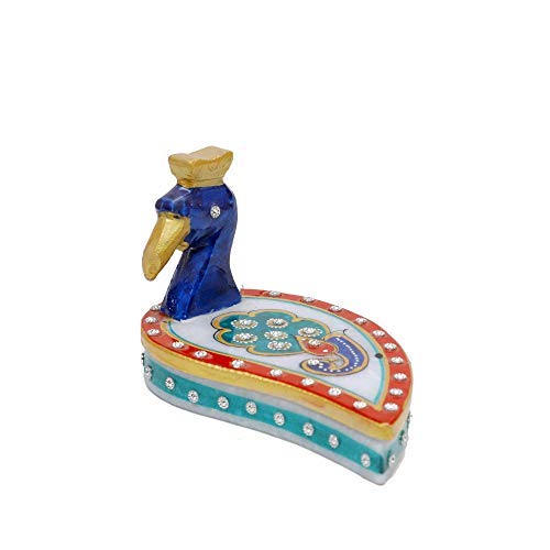 Anjali Arts Designer Decorative Pooja Chopra | Handicraft Home Decor Puja Roli Chopda with Peacock Design for Home and Office (Multicolor, 12.5x7x7.5 cm) 1