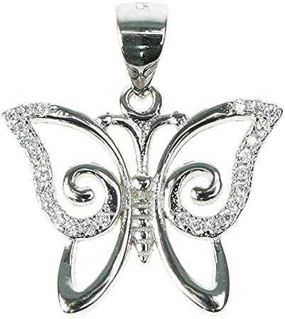 Farfalla 925 Sterling Silver Cubic Zirconia Pendant with 18" Chain in Gift Box, Blue,Navy,White