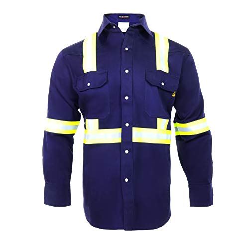 ๐ Crazy Deals Flame Resistant FR High Visibility Hi Vis Shirt - 88% C/12% N - 7oz (4X-Large, Navy Blue) ๐ Crazy Deals Flame Resistant FR High Visibility Hi Vis Shirt - 88% C/12% N - 7oz (4X-Large, Navy Blue)