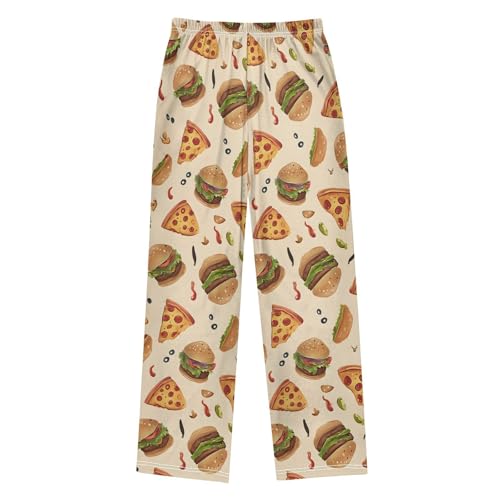 ALAZA Delicious Pizza Hamburger Yellow Pajama Lounge Pants Long Sleep Pajama Bottoms with Pockets2