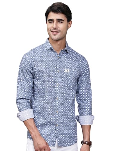 Image of Majestic Man Pure Cotton Slim Fit Printed Casual Shirt for Men