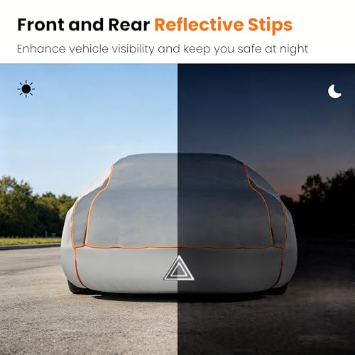 Image of Fits 191-210 inch Sedans Coupes Convertibles Anti-Hail Car Cover, 5MM Thickened EVA Hail Protector, Waterproof All Weather, Windproof Reflective Strips with Storage Bag for 191-210 in Vehicles (XL)