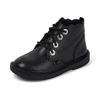 Kickers Girl's Adlar Hi Scallop Leather Ankle Boot, Black, 11 UK Child