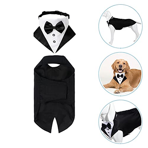 1 conjunto de terno para cachorro e bandana smoking para cães de estimação bandana e terno kit supri