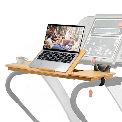 Houseables Treadmill Desk Attachment, Treadmill Desk Workstation, Laptop Holder, Laptop Stand, Desktop Table Attachment, Tray, Adjustable Table Top, Computer Stand, Universal Mount, Bamboo, 34