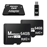 TIDEFORCIX 2-Pack 64GB Micro SD Cards with 1 USB 3.0 Reader Kit, V30 Memory Set for Dual Security Cameras (Standard USB-A)