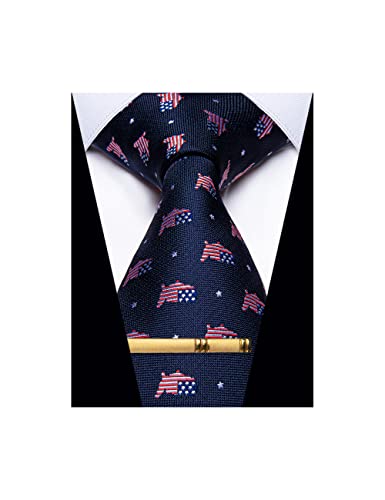 YourTies Blue Ties for Men Woven Silk Necktie American Flag Tie Business Formal Party Ties