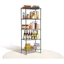 5-Shelf Metal Shelving Unit Height Adjustable Commercial Wire Shelving Rack with Leveling Feet 150Lb Capacity Per Shelf 24"x14"x60" Utility Storage Shelves for Kitchen Home Restaurant Pantry Office