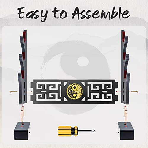 Ekkhysis Taichi Sword Stand Padded Hook Katana Stand Holder Display Hanger for Light Saber Samurai Sword Cosplay Blade Tanjirou Demon Slayer Genshin Impact Weapon Display Stand (3-Tier)