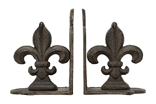 Creative Co-Op Fleur de Lis Shaped Iron (Set of 2 Pieces) Bookends, Bronze