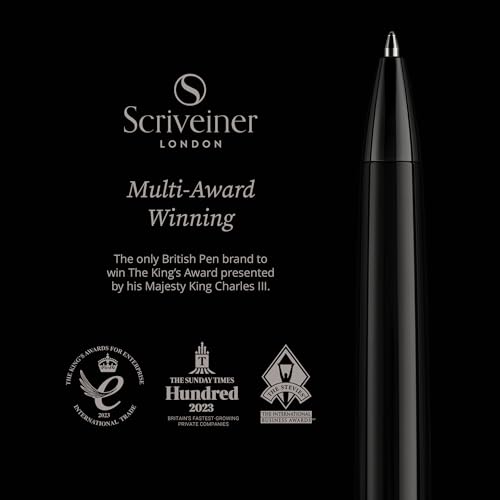 Image of Scriveiner Gun-Metal Lacquer Ballpoint Pen - Stunning Luxury Pen, Schmidt Black Refill, Best Gift Set for Men & Women, Professional Executive Office, Nice Fancy Designer Pens