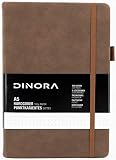 Dinora® Carnet de notes A5 à couverture rigide - En cuir synthétique - 200 pages numérotées - Papier Avery 100 g - Carnet de croquis