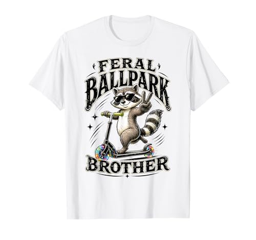 Raccoon and Scooter Feral Ballpark Brother Ballfield Sibling T-Shirt