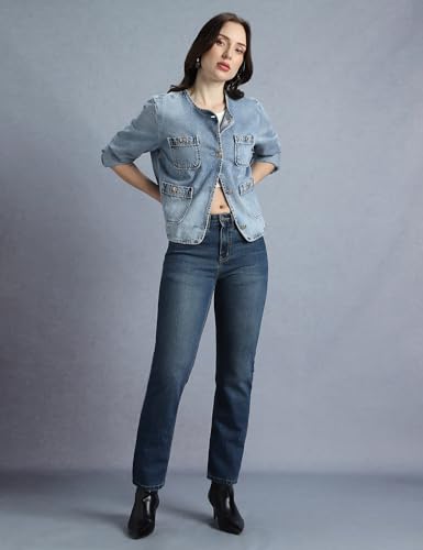 Image of INKD Women's Slim Fit Jeans - Mid-Rise | Cotton Blend | Stretchable Fabric | Classic 5 Pocket Styling | Jeans for Women (Available in Plus Sizes)