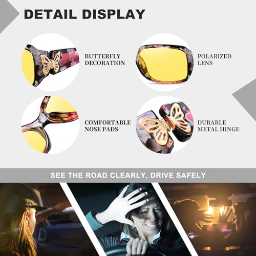 Image of HAOLOTA Women's Polarized Sunglasses - Fashionable Wraparound Butterfly Design with UV400 Protection