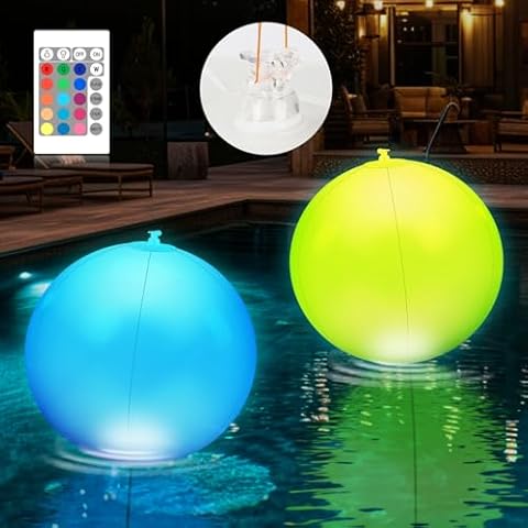 XLYLKS 2PCS Light Up Beach Balls, 16" Large LED Beach Ball with Remote Control, 16 Color Lights and 4 Modes, Light Up Beach Balls for Kids for Kids Summer Parties Pool Decorations Cover