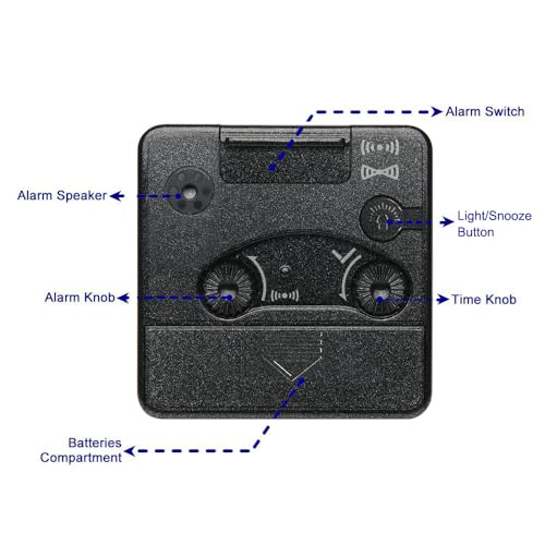Image of Peakeep Ultra Small, Battery Travel Alarm Clock with Snooze and Light | Silent No Ticking Analog Quartz Clock (Black)