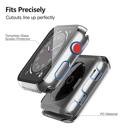 Image of Misxi 2 Pack Hard PC Case with Tempered Glass Screen Protector Compatible with Apple Watch Series 3 Series 2 42mm, Ultra-Thin Scratch Resistant Overall Protective Cover for iWatch S3 /S2, Transparent