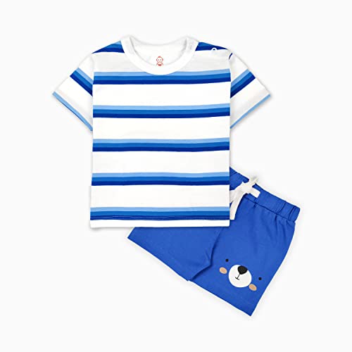 Image of ARIEL Baby Boys & Baby girls Cotton Printed Round Neck Half Sleeve T-shirt & Short Summer Clothing Sets
