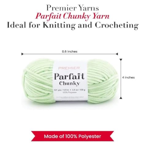 Image of Premier Yarns Parfait Chunky Chenille Yarn 3.5 Oz Super Bulky Weight 3 Pack Bundle with Bella's Stitch Place Holders (Key Lime)