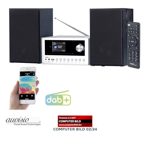 auvisio Internetradio: Micro-Stereoanlage mit Webradio, DAB+, FM, CD, Bluetooth, USB, 100 W (Kompaktanlage, Stereoanlage, DAB+ & Internetradio, Web) – Bild 3