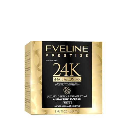 Eveline Cosmetics Prestige 24k Crema facial de noche antiarrugas con caracol y caviar 50 ml
