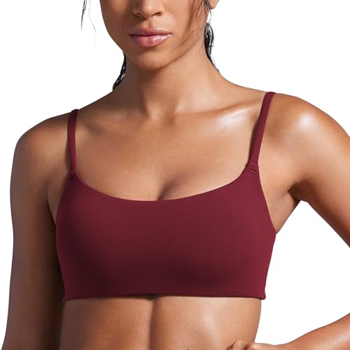 Image of CRZ YOGA Butterbreeze Scoop Neck Sports Bras | Medium Support, Removable Pads, Training, Fast Dry, Spaghetti Straps, U Back, for Women