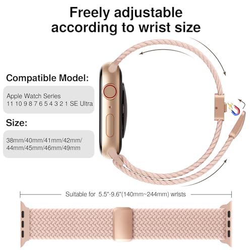 image for HEARTBOOM Braided Stretchy Band Compatible with Apple Watch Bands 38mm