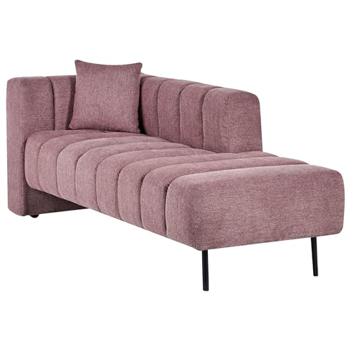 Chaise Lounge Con Rivestimento In Tessuto Rosa Gambe Nere Cuscino Aggiuntivo Lato Sinistro Design Moderno E Glam - 4