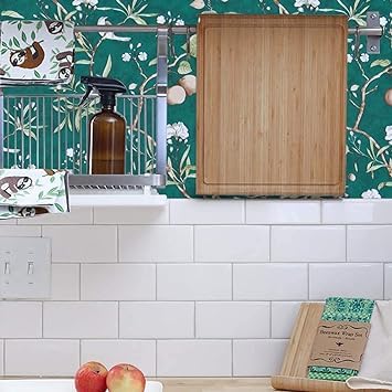 Image of Self Adhesive Waterproof Wallpaper for Kitchen Living Room Bed Room Furniture Makeover Cabinet Shelf Liner Tile Pattern Removable Contact Paper(Vintage Flower & Bird (45X500 CM)
