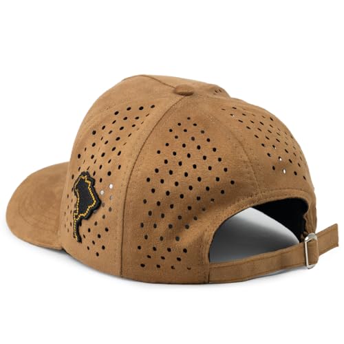 Boné Furadinho Medalha De São Bento Masculino Feminino Em Camurça Cor:Caramelo