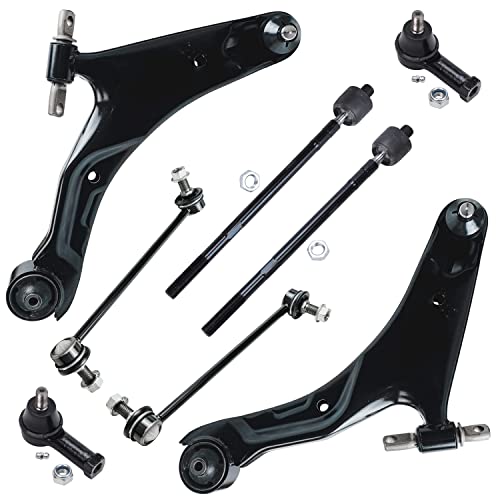 Image of Detroit Axle - Front 8pc Lower Control Arms Kit for 01-06 Hyundai Santa Fe 2001 2002 2003 2004 2005 2006, 2 Lower Control Arms w /Ball Joints, 4 Inner & Outer Tie Rods, 2 Sway Bar Links, Replacement