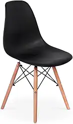 Cadeira Charles Eames Eiffel Dkr Wood - Design - Preta