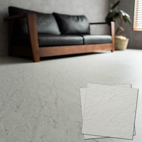 サヤンサヤン 置きタイル フローリング 置くだけ フロアタイル 9畳 72枚 厚手2.5mm 大理石 ストーン マーブル ホワイト DIY 賃貸 床シート