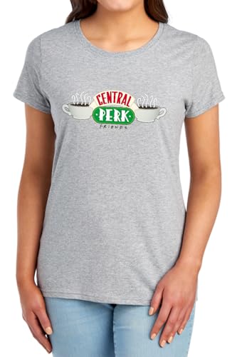 PopFunk Friends TV Central Perk Womens Cotton T-Shirt (S) Athletic Heather