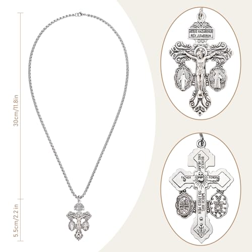 Pardon Crucifix Necklace with St Benedict and Milagrosa Medal,Cruz Del Perdon Catolica,Crucifijo Del Perdon,Rosarios Catolicos Regalos Cristianos Para Hombre y Mujer Mamá Papa Abuela Suegra Tía Gift2