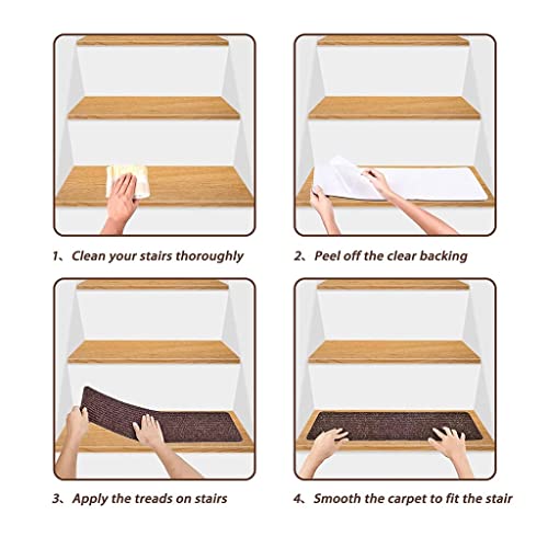 Protectores de escaleras interiores de madera alfombras de diseño resistente pack de 7 4